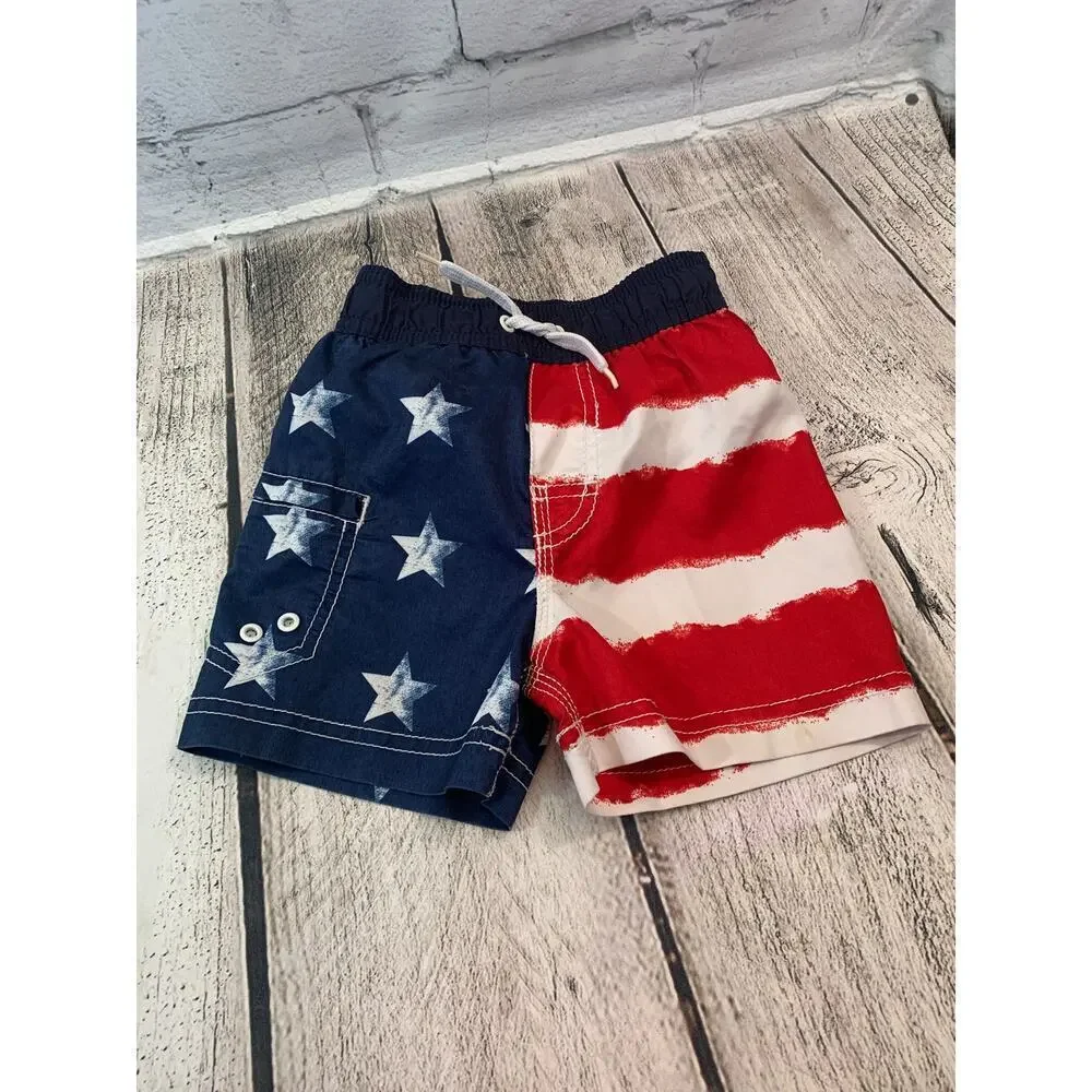THE CHILDREN’S PLACE Boy’s Drawstring Patriotic Swim Trunks / Size: 6-9 Months